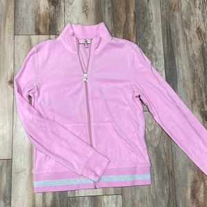 Hot pink soft Juicy Couture Jacket with silver sparkles. Size medium.